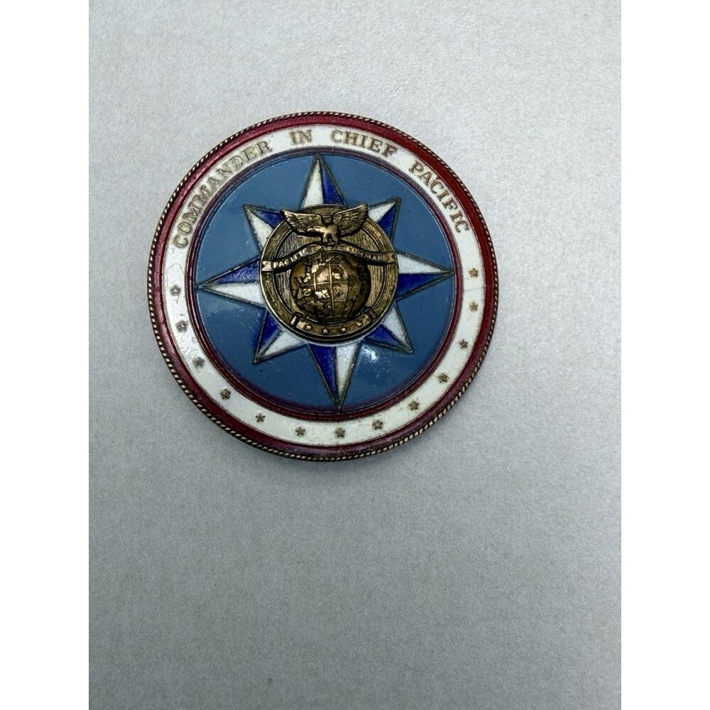 Vintage US Pacific Command PACOM Commander In Chief Enamel Badge Pin